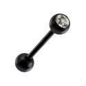 Piercing Langue Boule Cristal Noire Anodisé