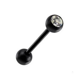 Piercing Langue Boule Cristal Noire Anodisé