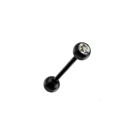 Piercing Langue Boule Cristal Noire Anodisé