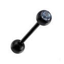 Piercing Langue Boule Cristal Noire Anodisé