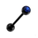 Piercing Langue Boule Cristal Noire Anodisé