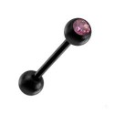 Piercing Langue Boule Cristal Noire Anodisé