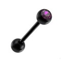 Piercing Langue Boule Cristal Noire Anodisé