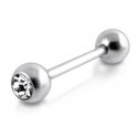 Piercing Langue Acier Boule Cristal