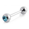 Piercing Langue Acier Boule Cristal