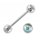 Piercing Langue Acier Boule Cristal