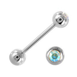 Piercing Langue Acier Boule Cristal