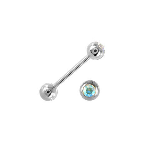 Piercing Langue Acier Boule Cristal