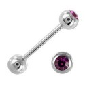 Piercing Langue Acier Boule Cristal