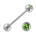 Piercing Langue Acier Boule Cristal