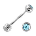 Piercing Langue Acier Boule Cristal