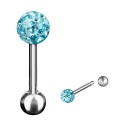 Piercing Langue Acier Boule Cristal Recouverte de Resine