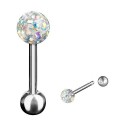 Piercing Langue Acier Boule Cristal Recouverte de Resine