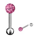 Piercing Langue Acier Boule Cristal Recouverte de Resine