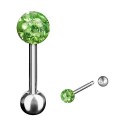 Piercing Langue Acier Boule Cristal Recouverte de Resine