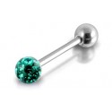 Piercing Langue Acier Boule Cristal Recouverte de Resine