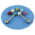 Pack Piercing Langue Acier Boule Cristal 7 Couleurs