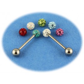 Pack Piercing Langue Acier Boule Cristal 7 Couleurs