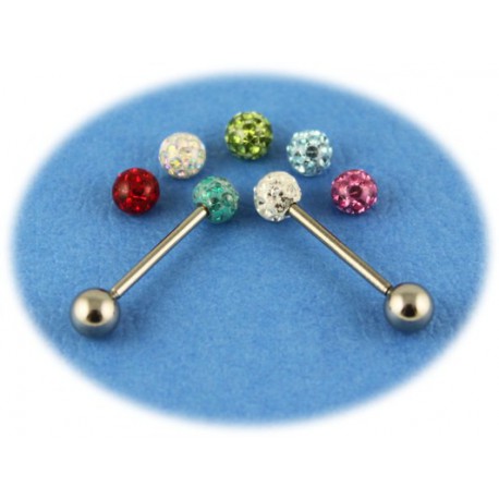 Pack Piercing Langue Acier Boule Cristal 7 Couleurs