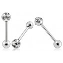 Piercing Langue Boule Multi Cristal Acier