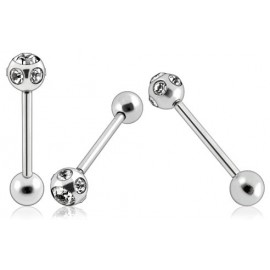 Piercing Langue Boule Multi Cristal Acier