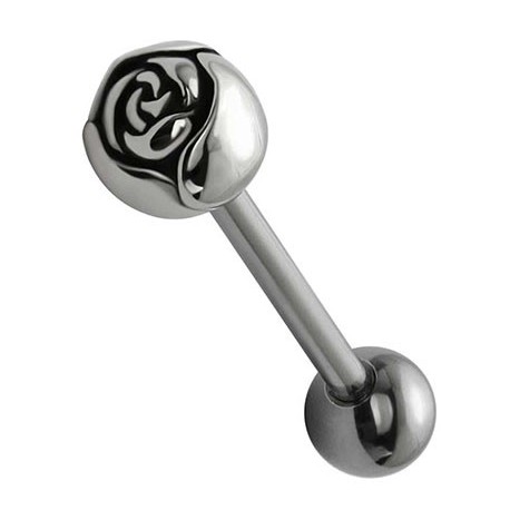 Piercing Langue Acier Boule Fleur