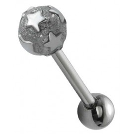 Piercing Langue Acier Boule Etoile