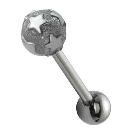 Piercing Langue Acier Boule Etoile