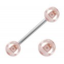 Langue acier fausse boule perle rose