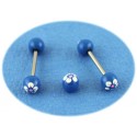 Piercing Langue Acier Boule Bleue Turquoise