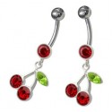 Piercing Nombril Cerise Titane et Argent 925