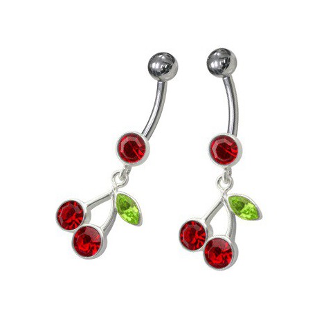 Piercing Nombril Cerise Titane et Argent 925