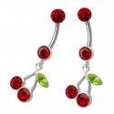 Piercing Nombril Cerise Titane et Argent 925