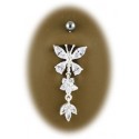 Piercing Nombril Papillon Pendant Titane et Argent 925