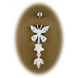 Nombril papillon pendant titane et argent 925