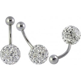 Piercing Nombril Titane G23 Boule Cristal 