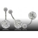 Piercing Nombril Titane G23 Boule Cristal + Boule du Dessus