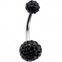 Piercing Nombril Titane G23 Boule Cristal + Boule du Dessus