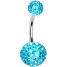 Piercing Nombril Titane G23 Boule Cristal Recouverte de Resine + Boule du Dessus