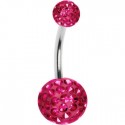 Piercing Nombril Titane G23 Boule Cristal Recouverte de Resine + Boule du Dessus