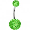 Piercing Nombril Titane G23 Boule Cristal Recouverte de Resine + Boule du Dessus