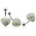 Piercing Nombril Titane G23 Cristal Coeur