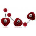 Piercing Nombril Titane G23 Cristal Coeur Rouge