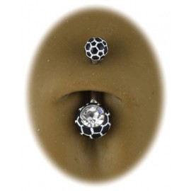Piercing Nombril Titane G23 Boule Noire Cristal