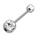 Piercing Nombril Boule Cristal Acier + Boule du Dessus