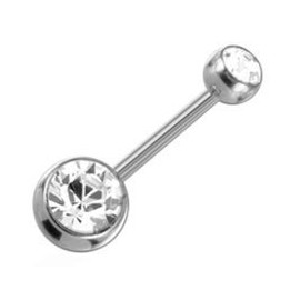 Piercing Nombril Boule Cristal Acier + Boule du Dessus