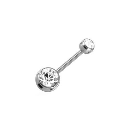 Piercing Nombril Boule Cristal Acier + Boule du Dessus