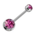 Piercing Nombril Boule Cristal Acier + Boule du Dessus