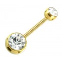 Piercing Nombril Boule Cristal Doré Anodisé + Boule du Dessus