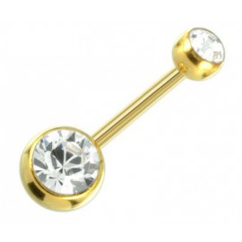 Piercing Nombril Boule Cristal Doré Anodisé + Boule du Dessus